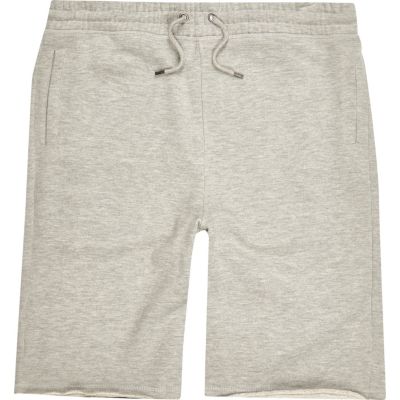 Grey marl longer length jogger shorts